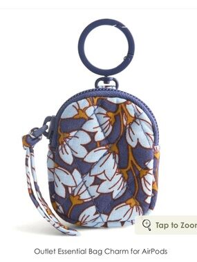 New Vera Bradley Floral Fabric AirPods Charm Key Ring